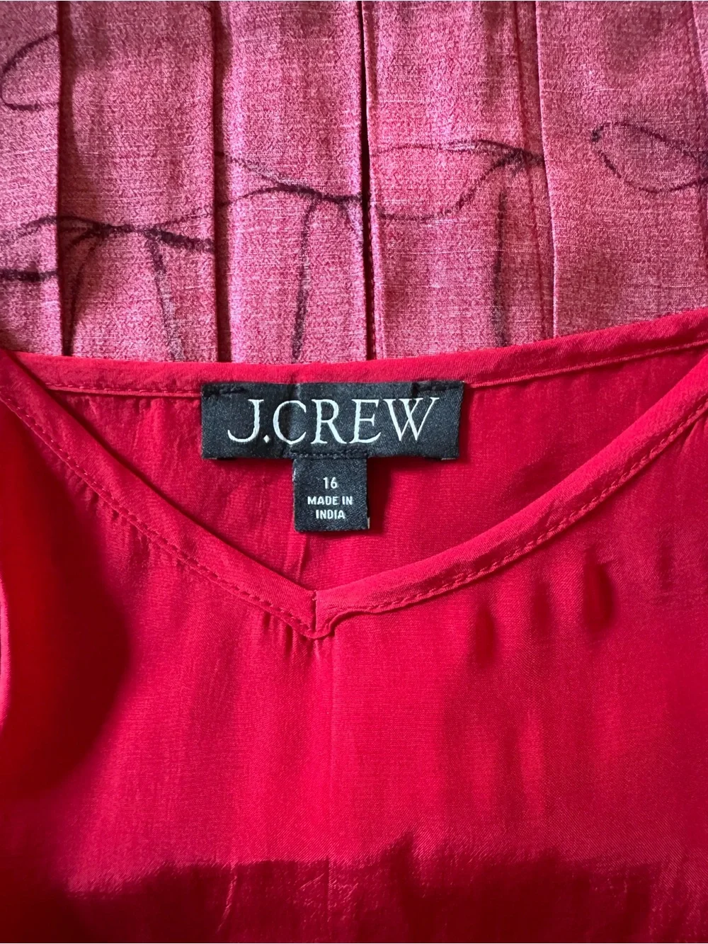 J.Crew Red Drapey Pleated Shirt-Dress in Bow Print Size 16